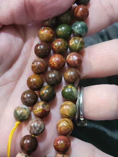 Customer photo review of 15.5" Picasso Jasper 6mm/8mm/10mm round beads, red brown Picasso stone beads
