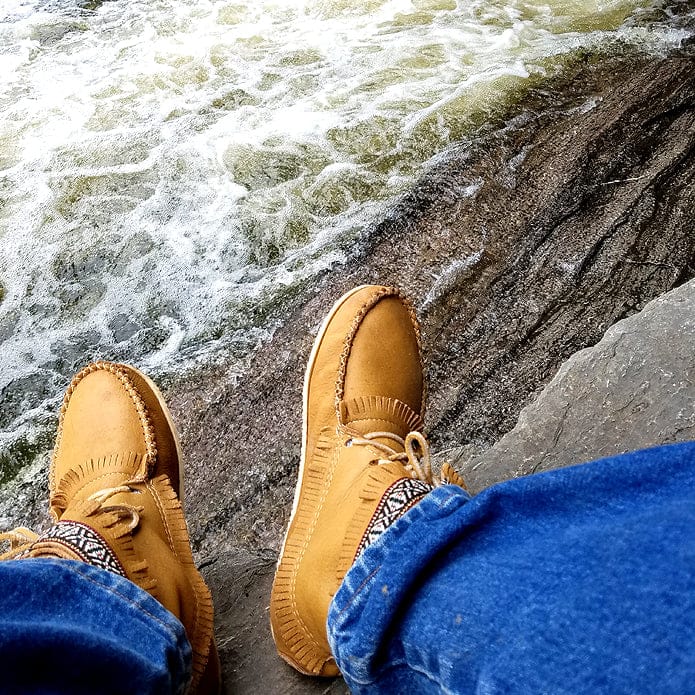 Customer photo review of Men's Moose Hide Leather Moccasin Boots