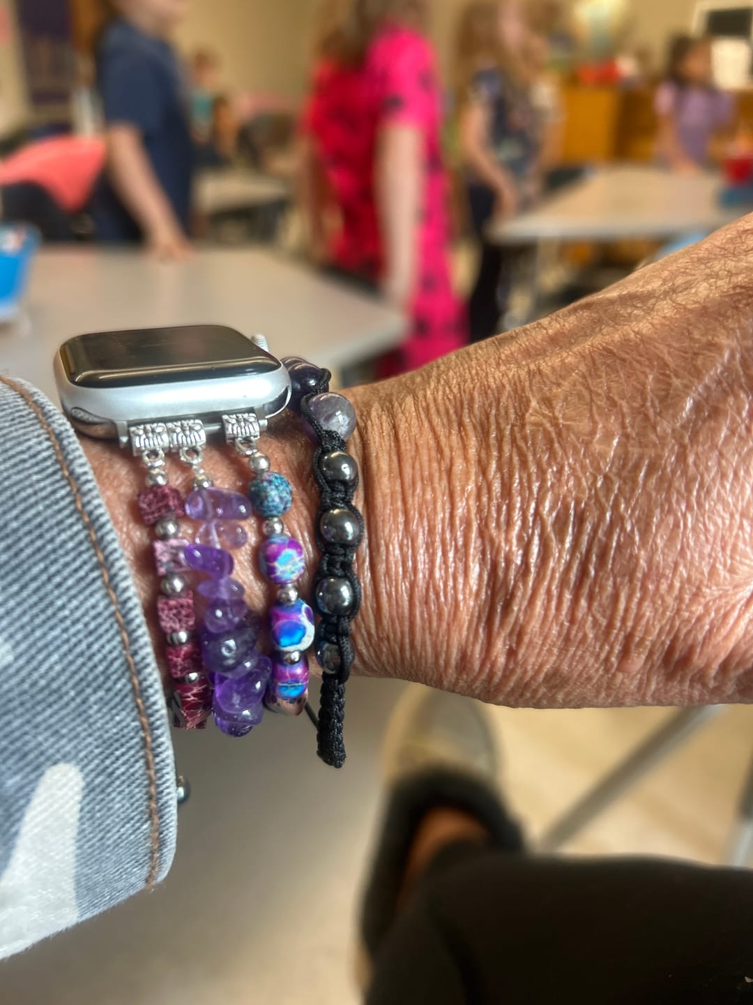 Customer photo review of Royal Amethyst Stretch Apple Watch Strap