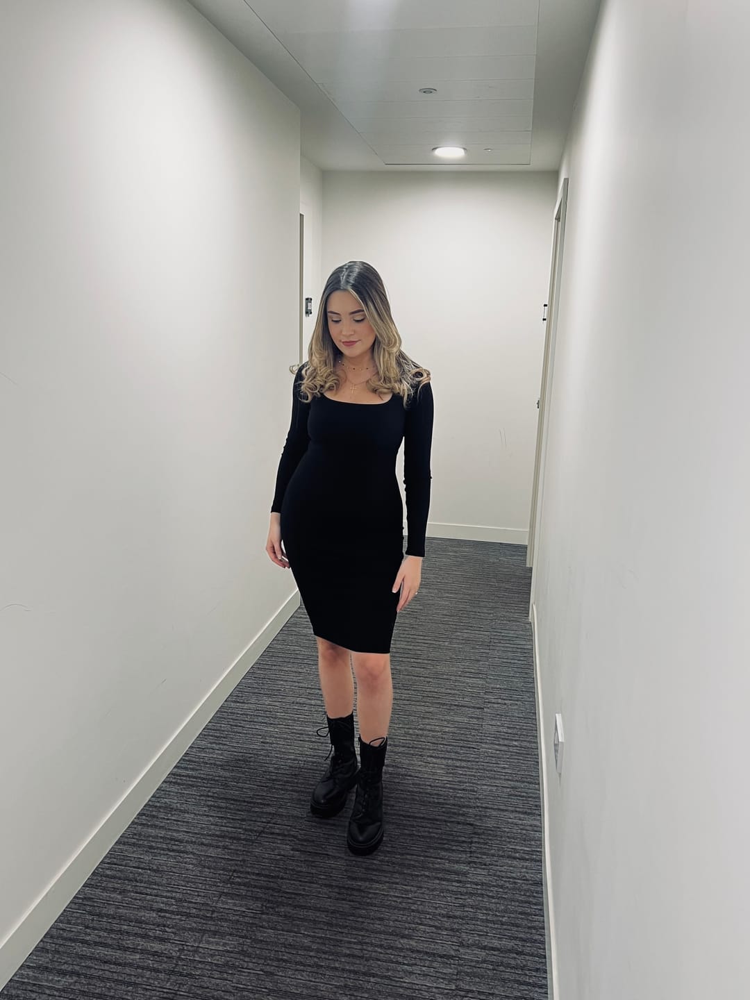 Customer photo review of Long Sleeve Midi Shapewear Dress