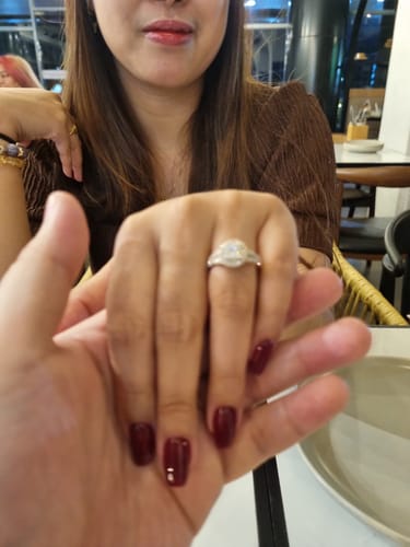 Customer photo review of 1ct Helsinki Halo Engagement Ring