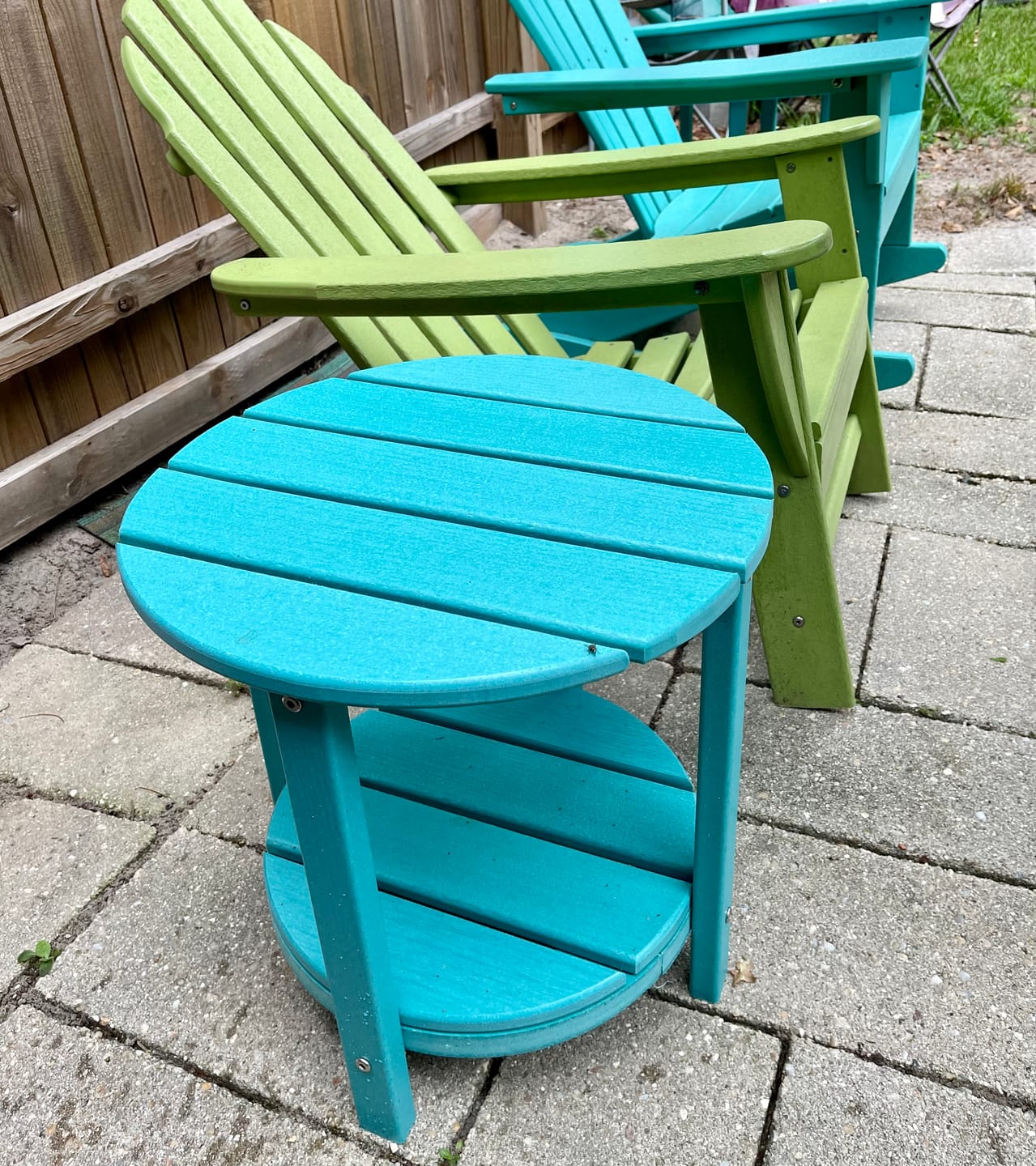 Customer photo review of QUICK SHIP - DuraWeather Poly® 18" Round Two Tier End Table