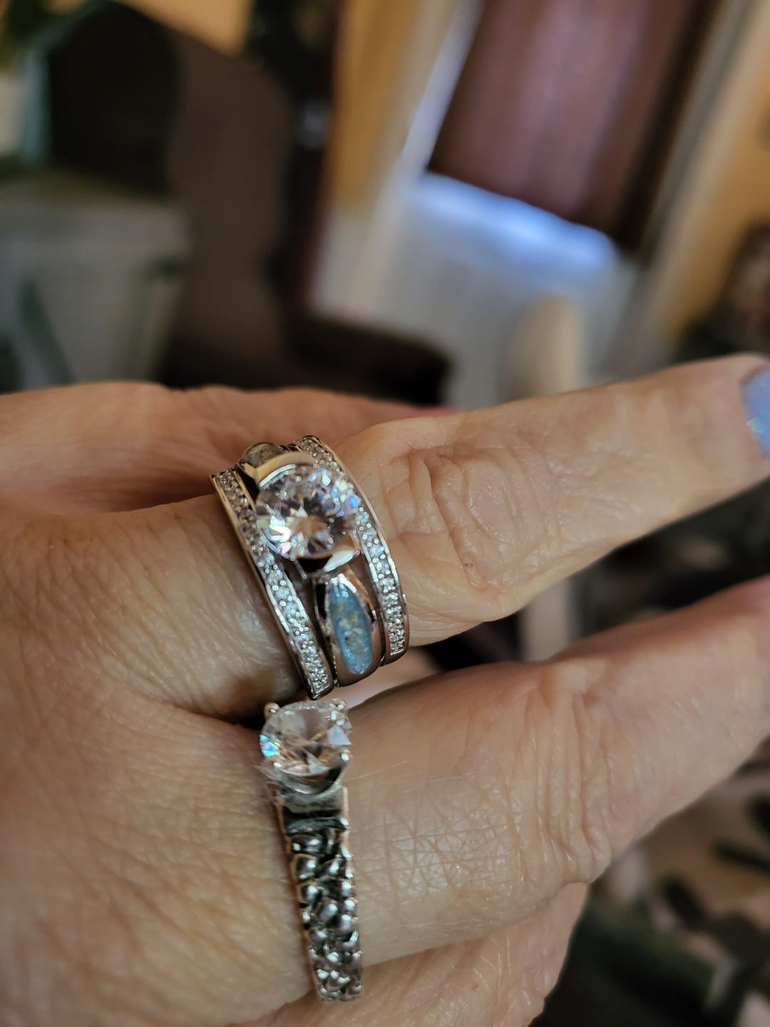 Customer photo review of Silver Ring with Gem and Cremation Ash