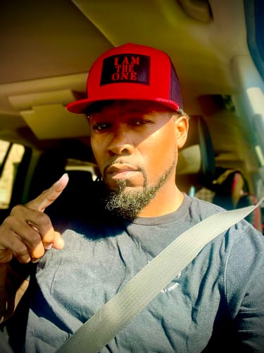 Customer photo review of I Am The One Hat (Red/Black)