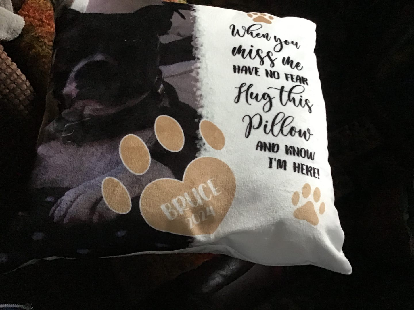 Customer photo review of When you miss me - Personalised pillow
