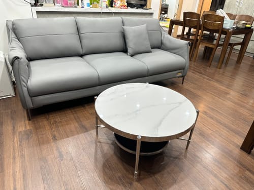 Customer photo review of Majestic - Bàn trà hình tròn, mặt kính, khung inox