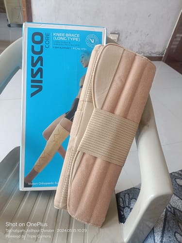 Customer photo review of Knee Brace - Long (19" Brace) | Ideal firm Knee support that limits knee motion & stabilizes the knee with mediolateral metal supports | Color - Beige