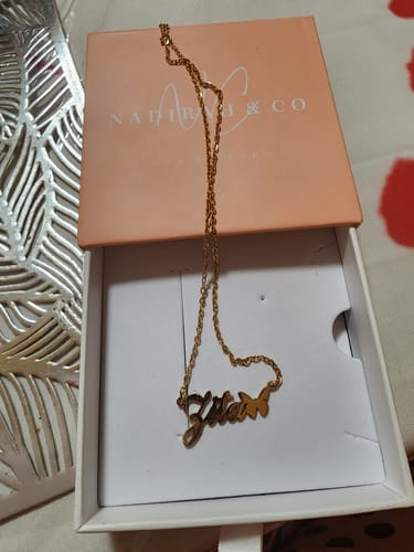 Customer photo review of Butterfly Personalized Necklace
