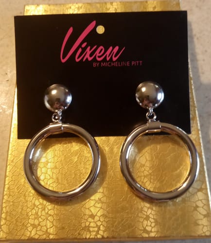 Customer photo review of Bad Girl Hoop Earrings in Silver - Vixen by Micheline Pitt