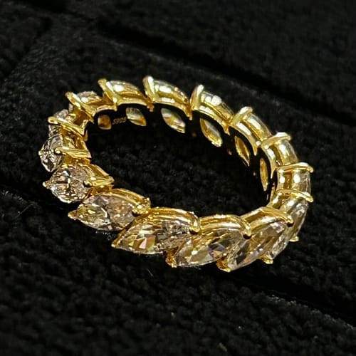 Customer photo review of Louily Eternity Yellow Gold Marquise Cut Diamond Wedding Band