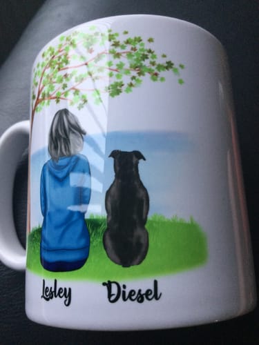 Customer photo review of Girl & Dogs - Life is better with a dog Personalised Mug