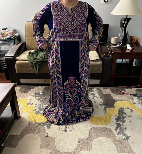Customer photo review of Blue Velvet Full Embroidered Thobe With Removable Skirt