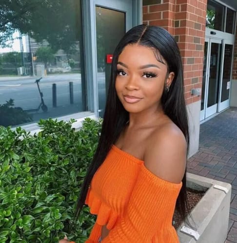 Customer photo review of Parting Max 9×6 Glueless Wear Go Straight Wigs Ready To Wear 180% Density