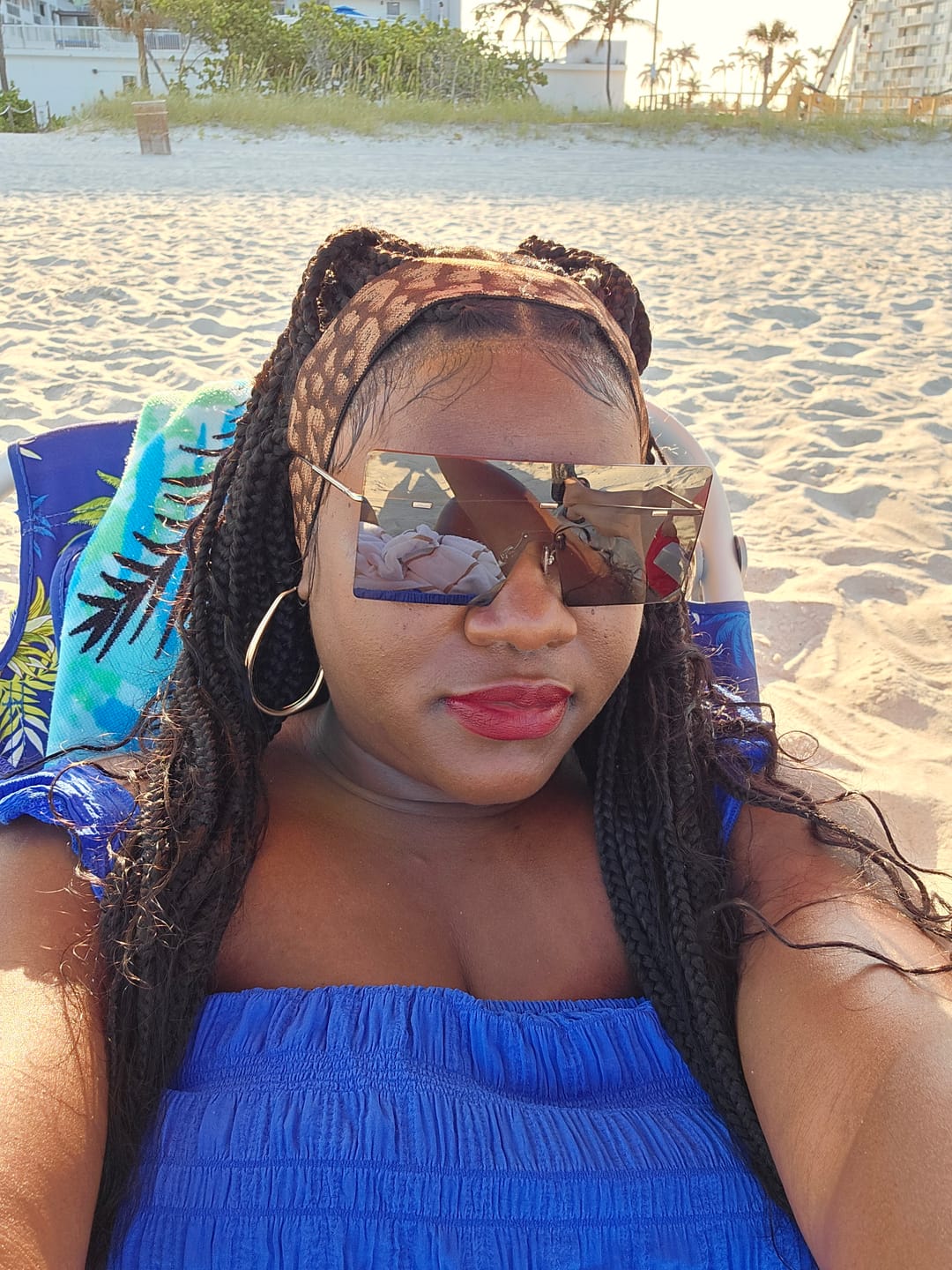 Customer photo review of 36" Human Hair Boho Curls Swiss HD Lace Knotless Box Braided Wig Full Hand-tied - Human Baby Hair