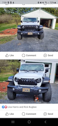 Customer photo review of Shark Grille - White & Black for 18-23 Jeep Wrangler JL & Gladiator JT w/o TrailCam