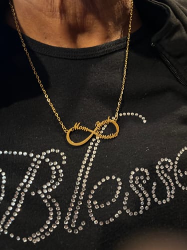 Customer photo review of Infinity Name Necklace