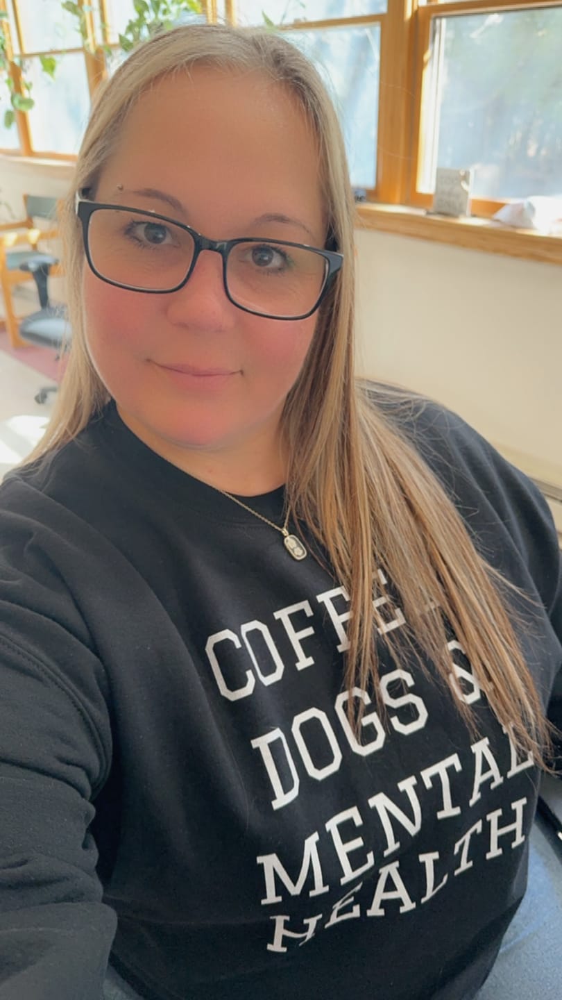 Customer photo review of Coffee, Dogs & Mental Health Sweatshirt