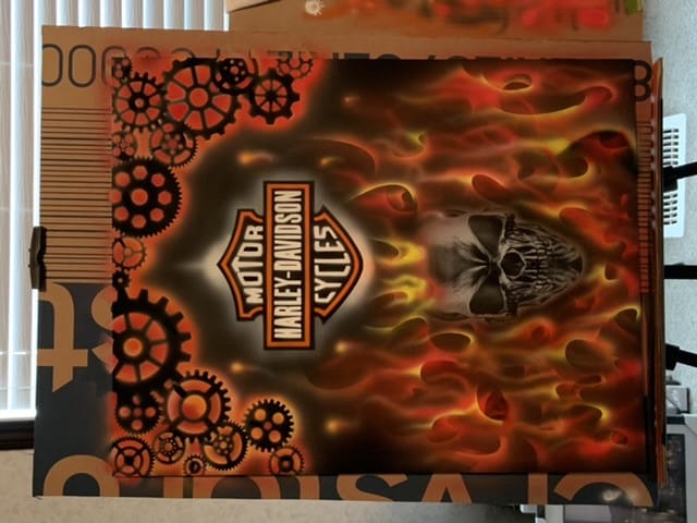 Customer photo review of Heavy metal death skull front view - Airbrush stencil