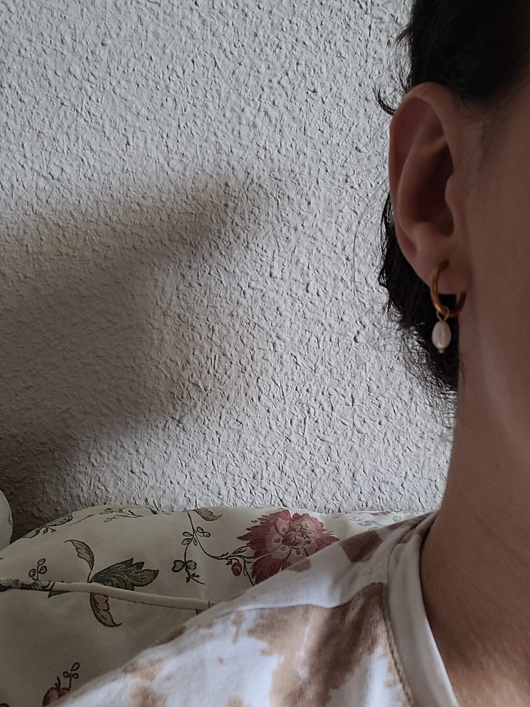 Customer photo review of Freshwater Pearl Bella Hoop Earrings