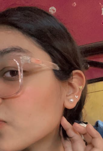 Customer photo review of Golden Butterfly Studded Affair Earrings