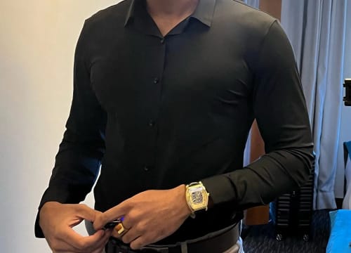 Customer photo review of LA FINEZZA: WRINKLE-FREE SLIM STRETCH BUSINESS SHIRT