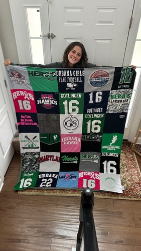 T-shirt quilt featuring urbana high school hawks by Kate from MD