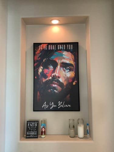 Customer photo review of Jesus Abstract Painting - It is Done Unto You As You Believe