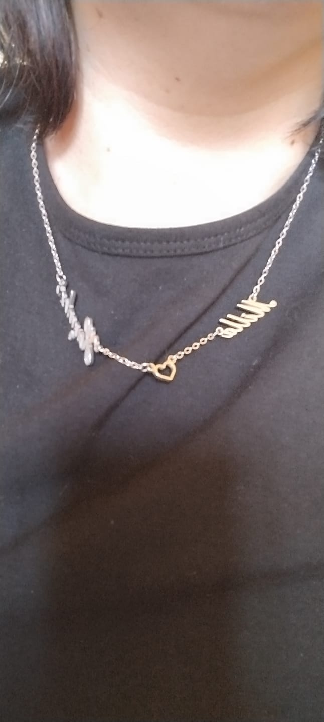 Customer photo review of Collier Coeur & Prénoms Sautoir Personnalisé