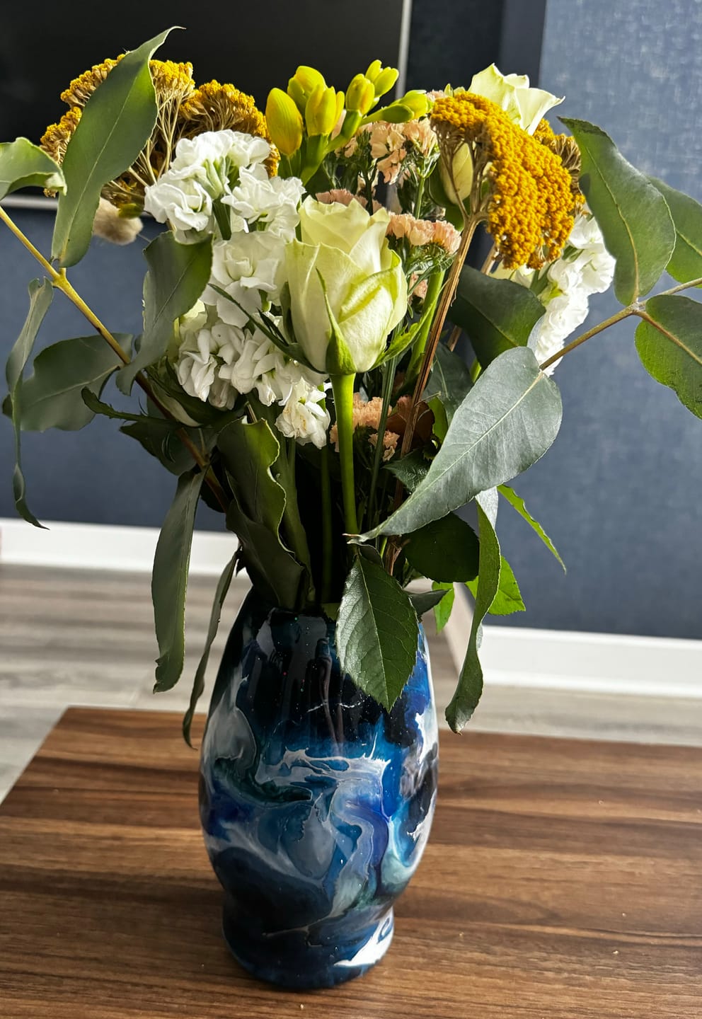 Customer photo review of Blue swirl Vase READY TO SHIP