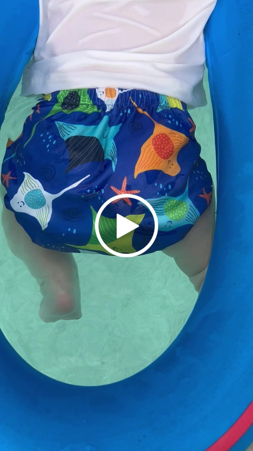 Customer video review of Set of 3 Reusable Swim Diapers with Athletic Wicking Jersey (7-60lbs)