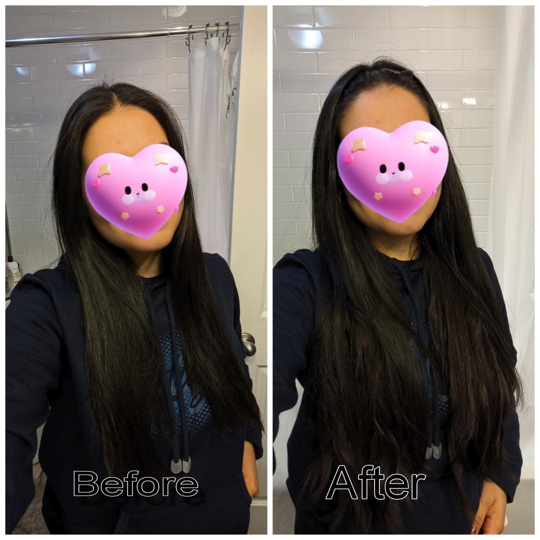 Customer photo review of Natural Black Human Hair Topper for Women with Thinning Hair #1B