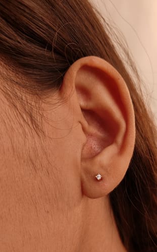 Customer photo review of Moissanite Solitaire Small Sleep Earrings
