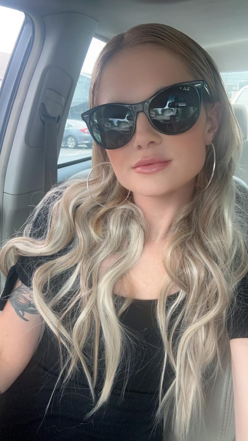 Customer photo review of Mono Topper Human Hair Piece Toupee with Pink Gold Highlights & Clips #18/613
