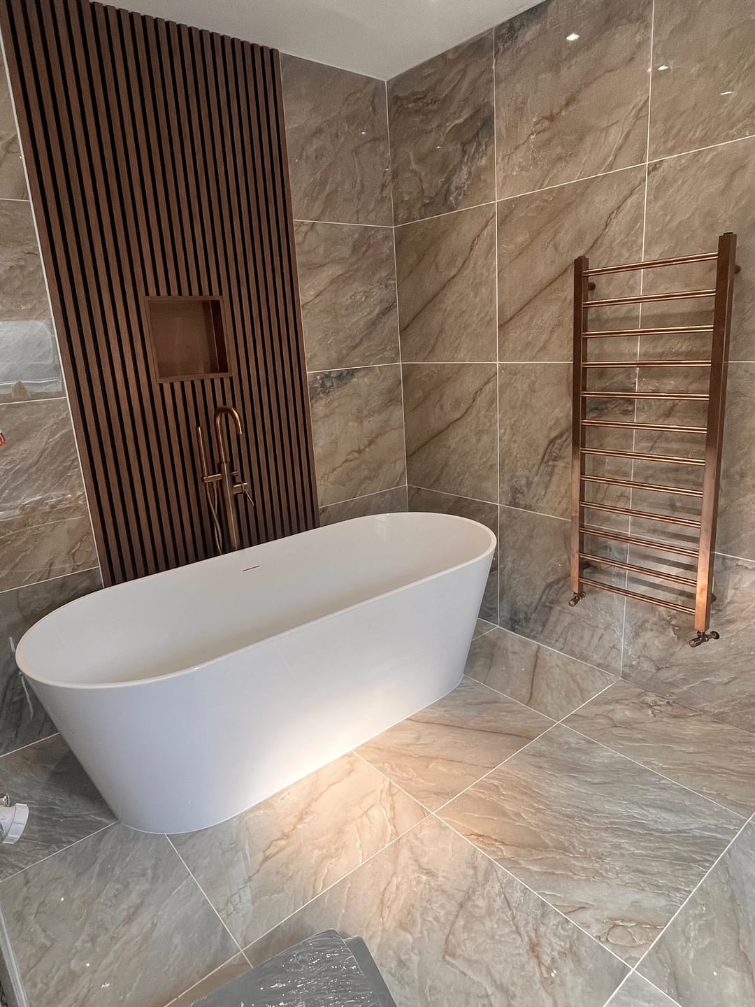 Customer photo review of SlatWall Waterproof Walnut and Black