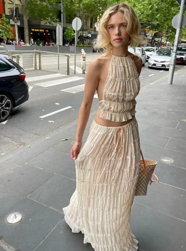 Customer photo review of Passion and Romance Pleated Back Elastic Straps Adjustable Halter Tank