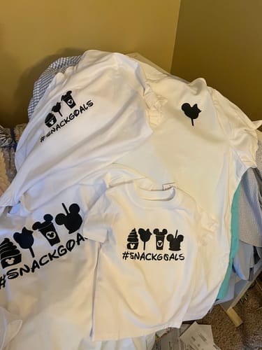 Customer photo review of #SnackGoals Disney DTF Heat Transfer, Disney Vacation Design, Mickey Minnie DTF