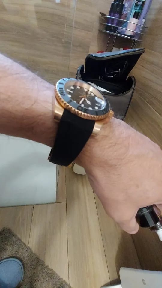 Customer photo review of Curved Premium Rubber Strap - Neptune Blue
