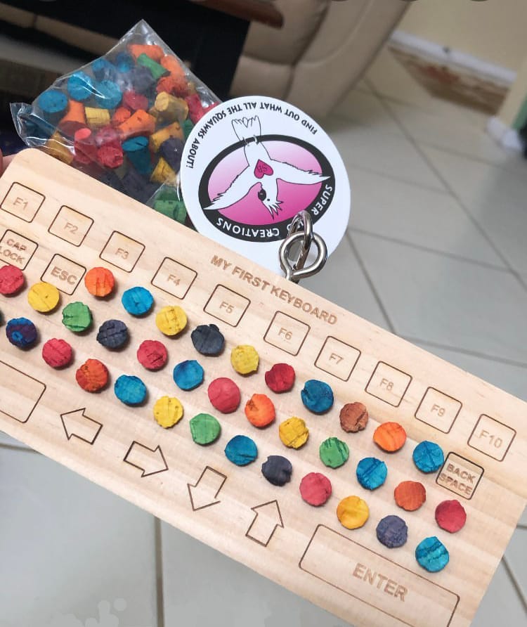Customer photo review of Birdie Keyboard w/60 Pc. Cork Refill Pack by Super Bird Creations