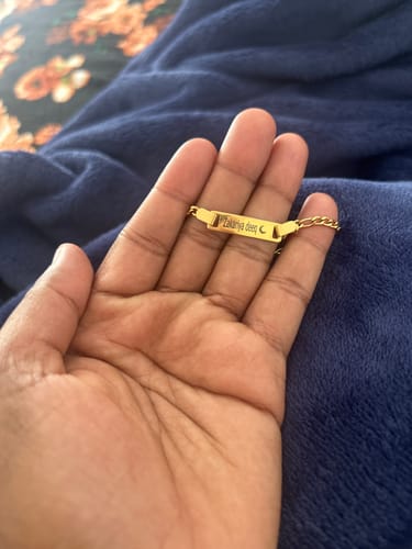 Customer photo review of Personalized Baby Name and Birthstone Bracelet