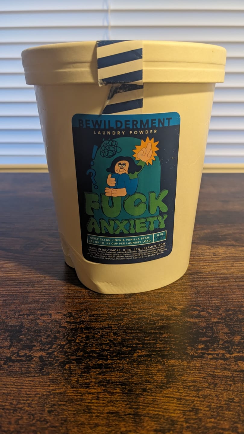 Customer photo review of Fuck Anxiety - Laundry Soap Powder