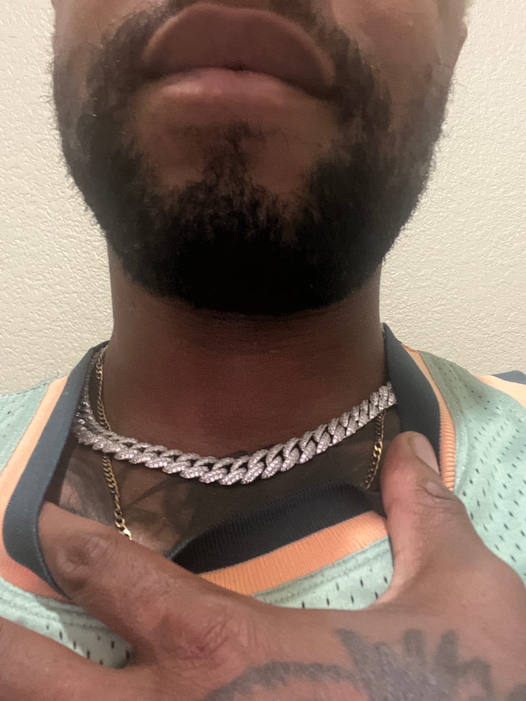 Customer photo review of 8mm Iced Cuban Link Chain - White Gold