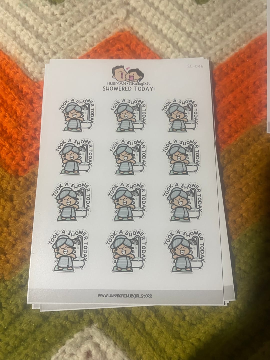Customer photo review of Showered today planner stickers