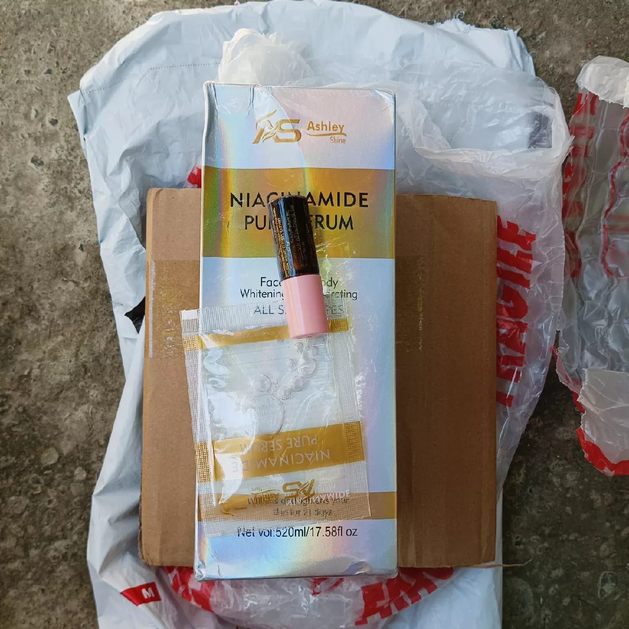 Customer photo review of ASHLEY SHINE NIACINAMIDE PURE SERUM 520ML