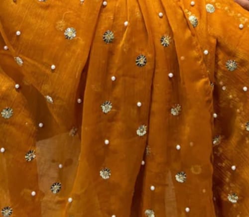 Customer photo review of HK260 Zilla - Orange Readymade Chiffon Suit