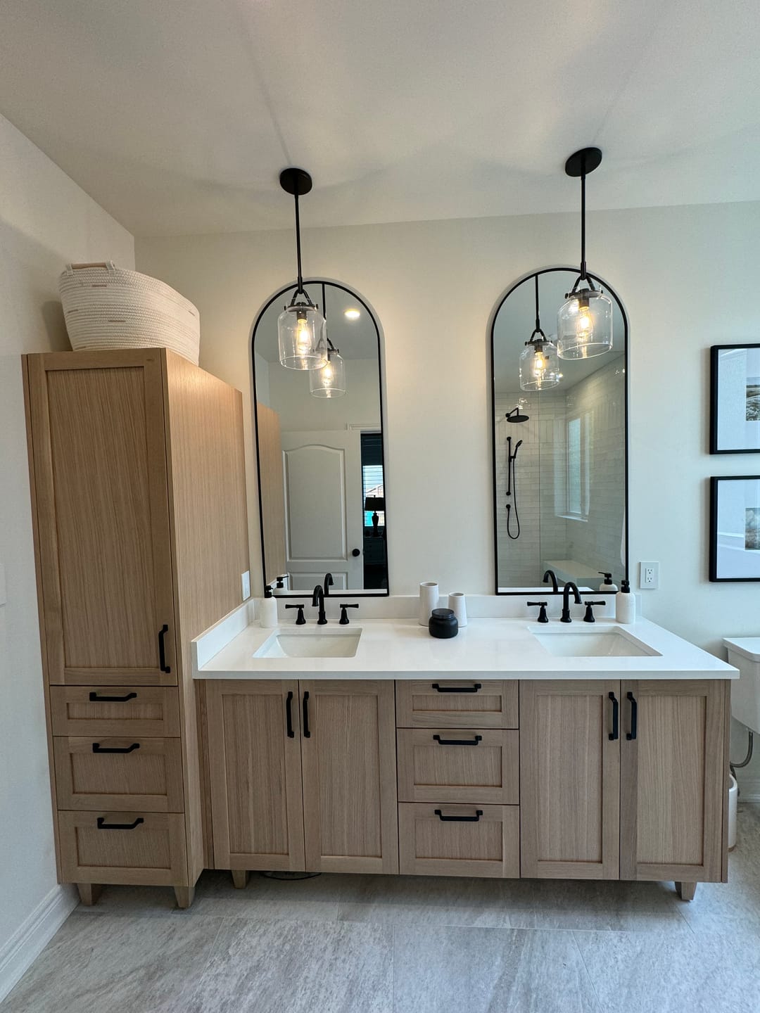Customer photo review of Bridgeport 72" White Oak Bathroom Vanity, Double Sink