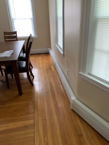 Customer photo review of Standard White Baseboard Covers by the Foot