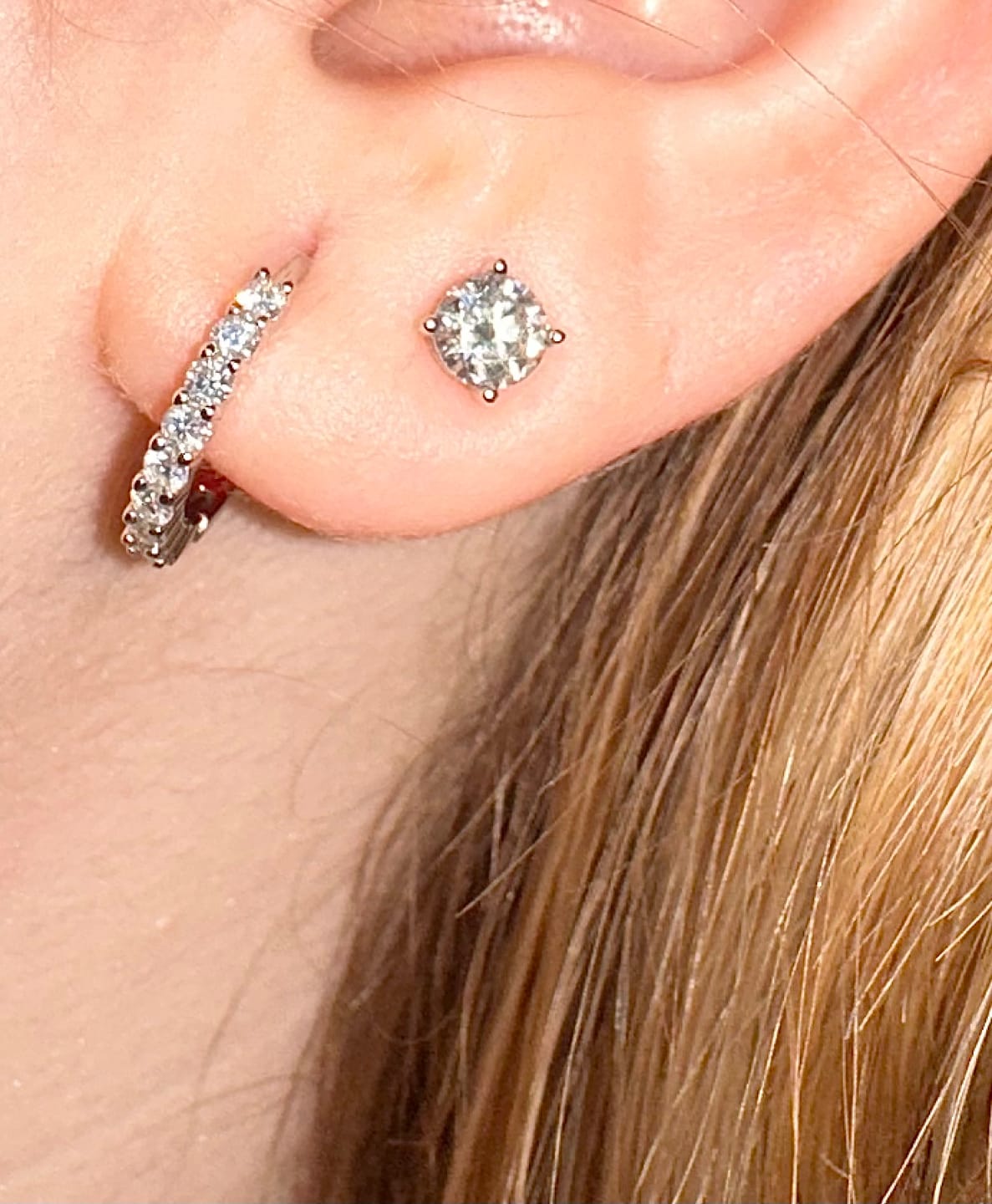 Customer photo review of MOISSANITE DIAMOND STUDS. - 5MM