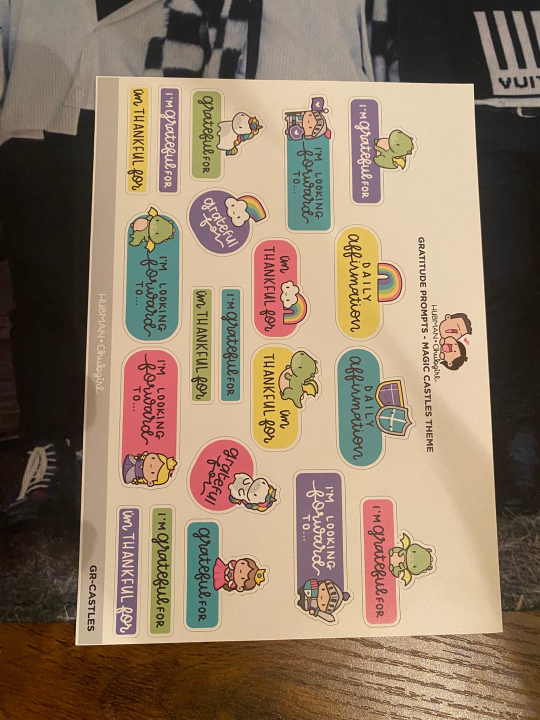 Customer photo review of Sticker Sheet - Gratitude Prompts Magic Castles Theme
