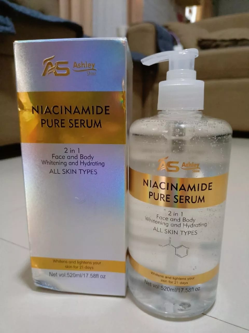 Customer photo review of ASHLEY SHINE NIACINAMIDE PURE SERUM 520ML