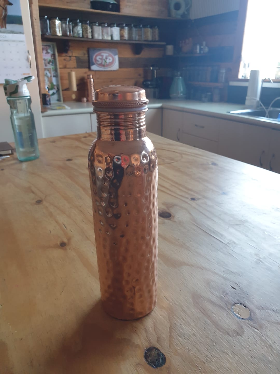 Customer photo review of Hammered Pure Copper Water Bottle